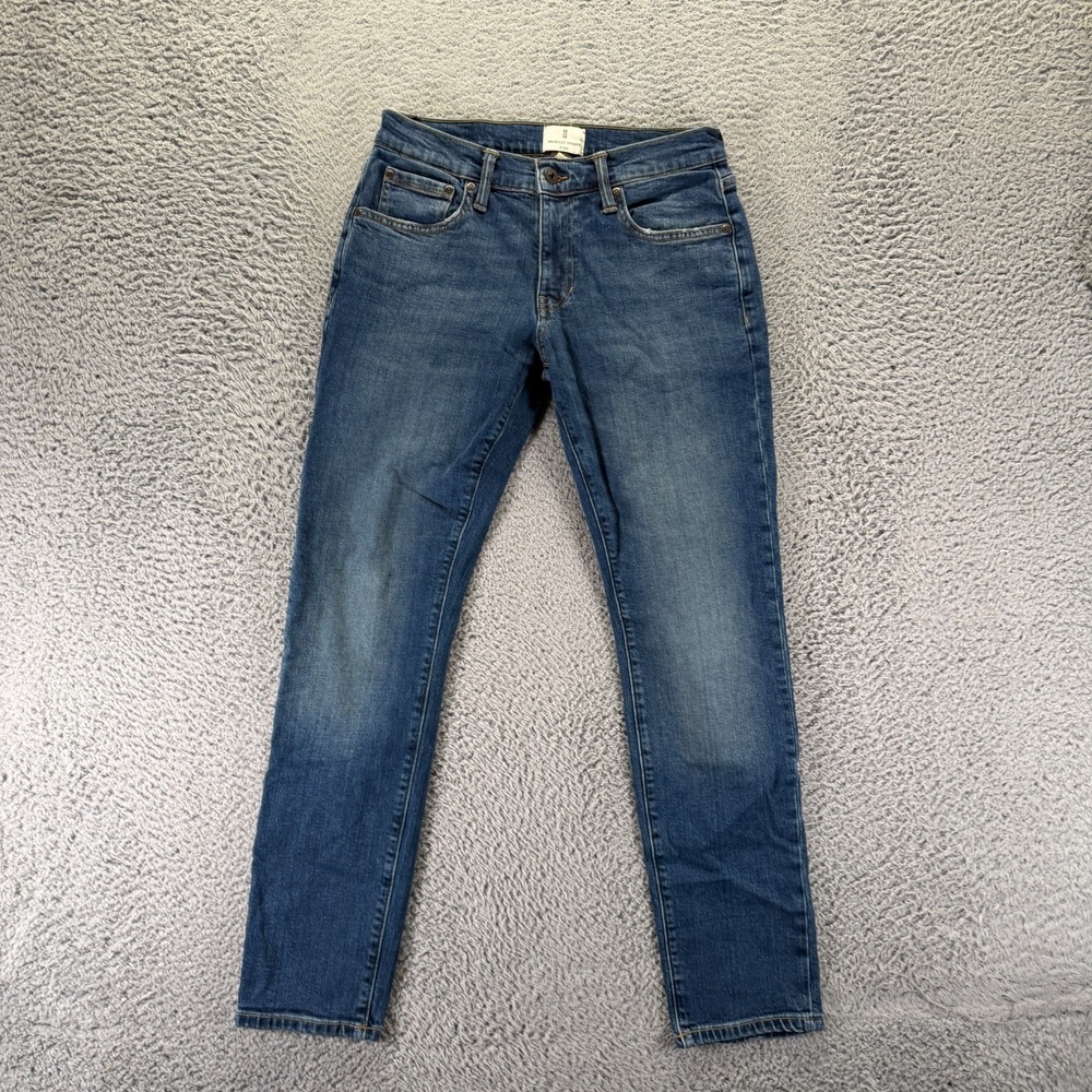 Mutual Weave Jeans Mens 28x30 Blue Cotton Denim Tapered Workwear Faded Stretch